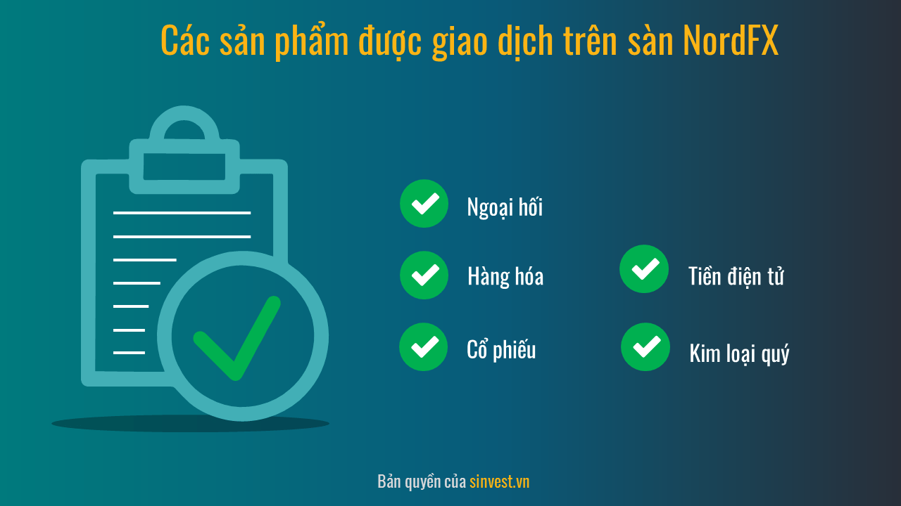 Sản phẩm giao dịch sàn NordFX