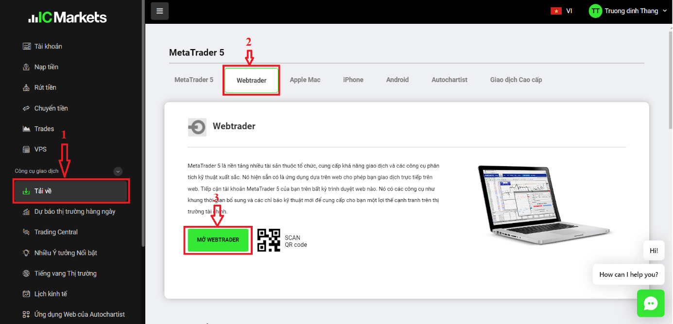 Đăng nhập nền tảng WebTrader
