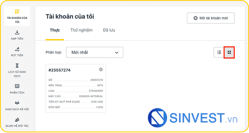 Xem thông tin chi tiết tài khoản giao dịch