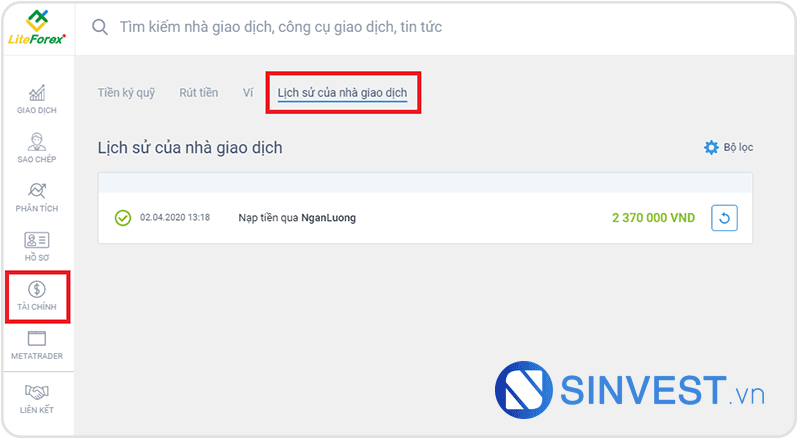 hướng dẫn nạp tiền vào tài khoản sàn liteforex