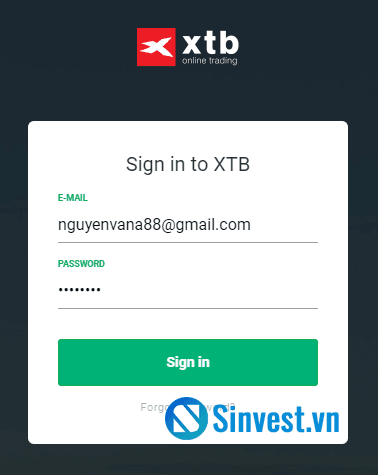 Đăng nhập tài khoản XTB