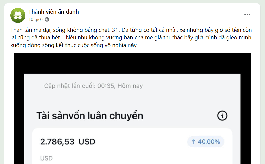 Đây là bài viết của một member đăng trong group TraderViet