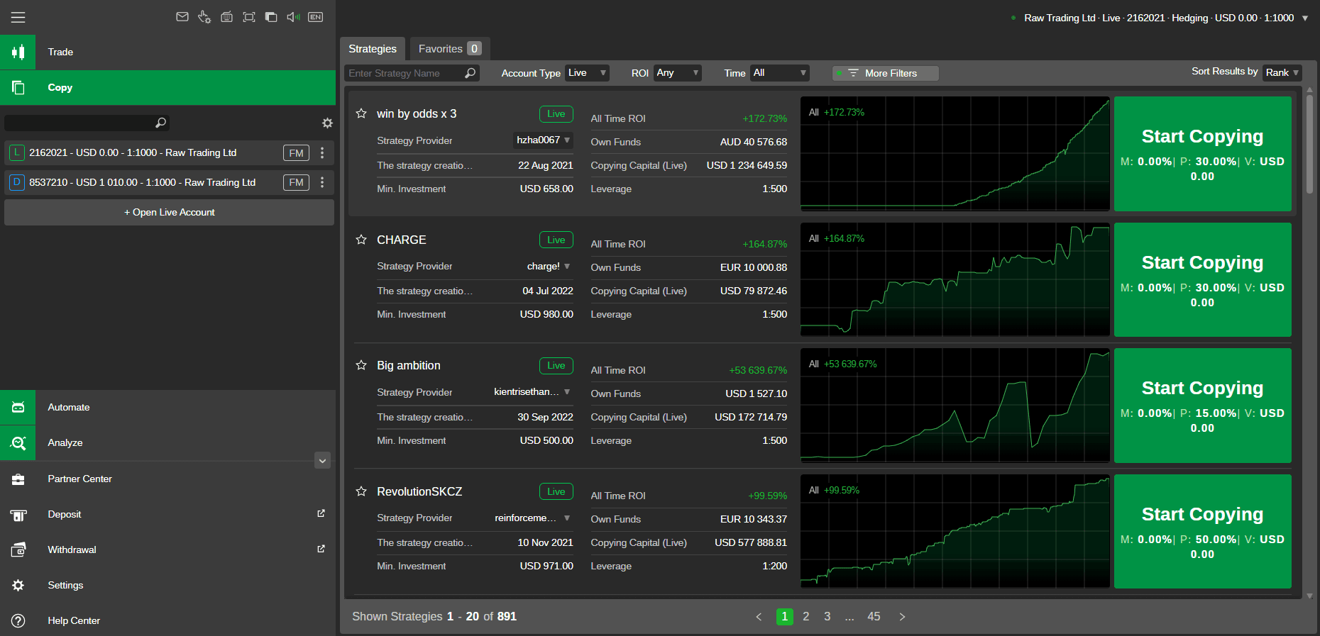 Copy trade