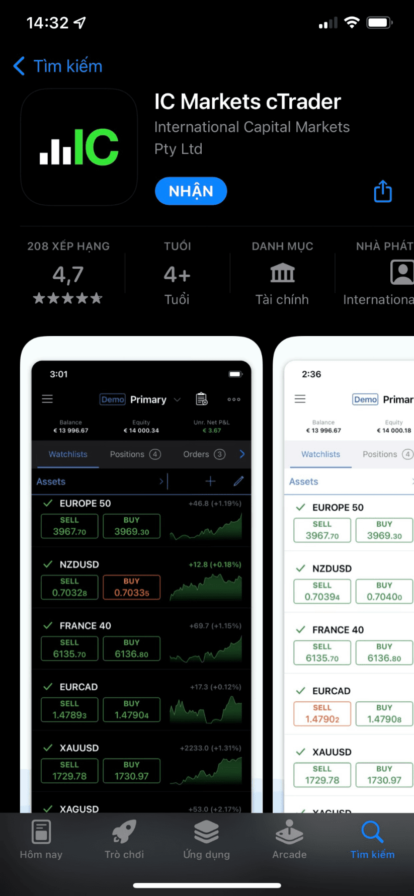 cTrader ICMarkets - IOS