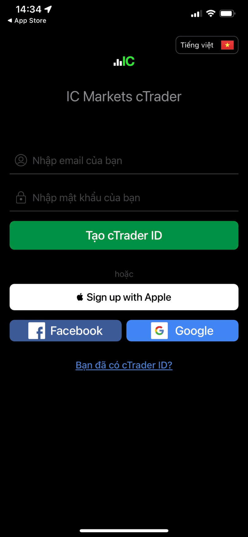 cTrader ICMarkets - IOS
