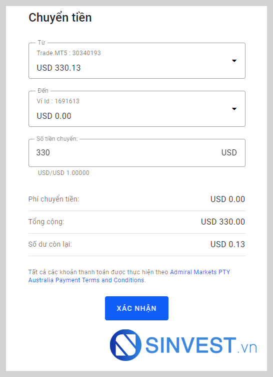 HƯỚNG DẪN RÚT TIỀN TỪ SÀN ADMIRAL MARKETS bằng internet banking