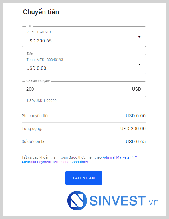 HƯỚNG DẪN NẠP TIỀN VÀO SÀN ADMIRAL MARKET bằng internet banking