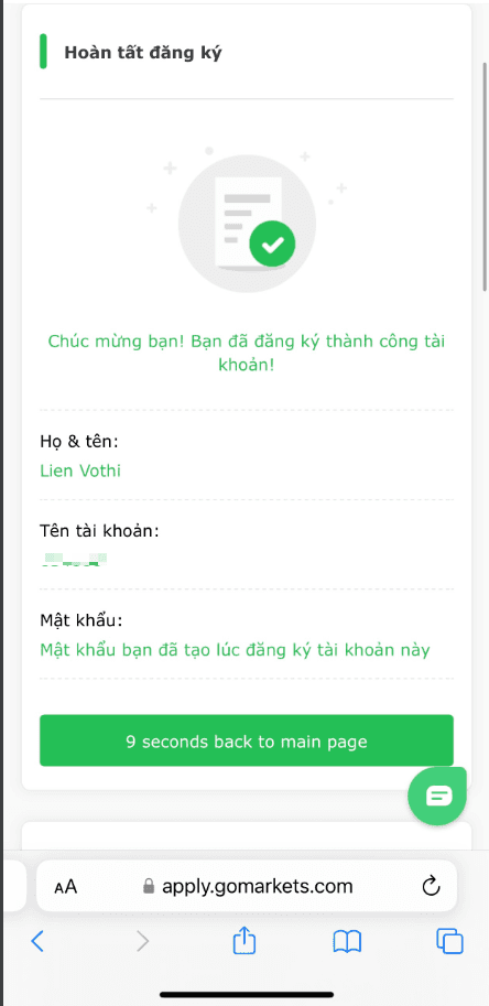 Hoàn tất đăng ký