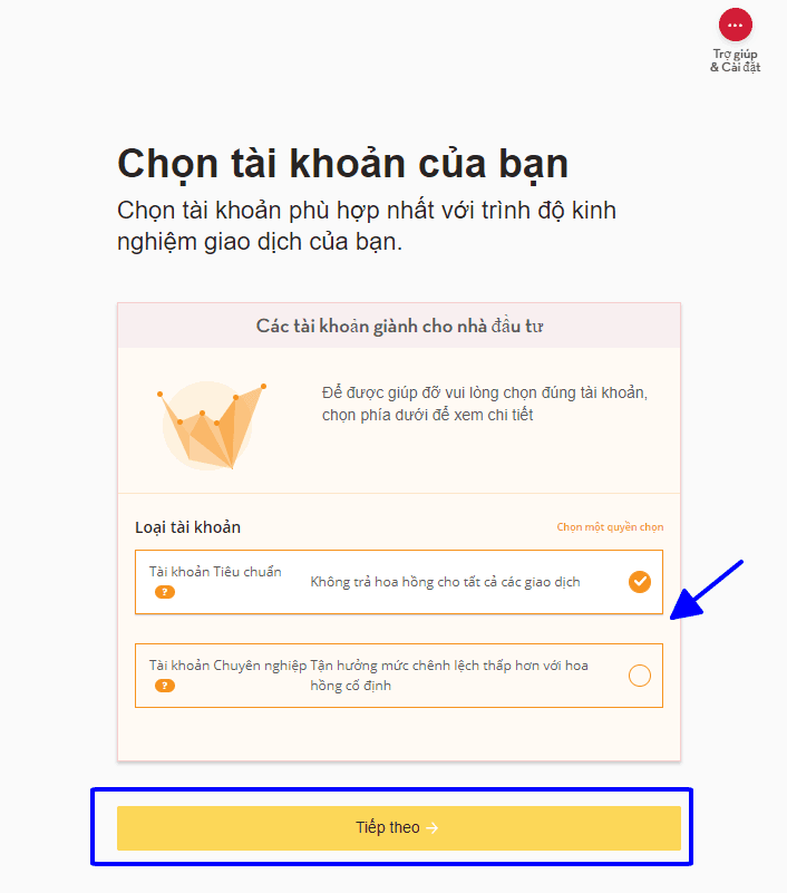 Chọn tài khoản