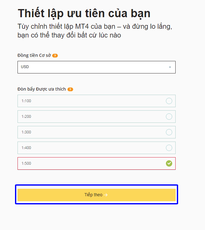 Thiết lập sản phẩm Hướng dẫn mở tài khoản Axi chi tiết trên máy tính