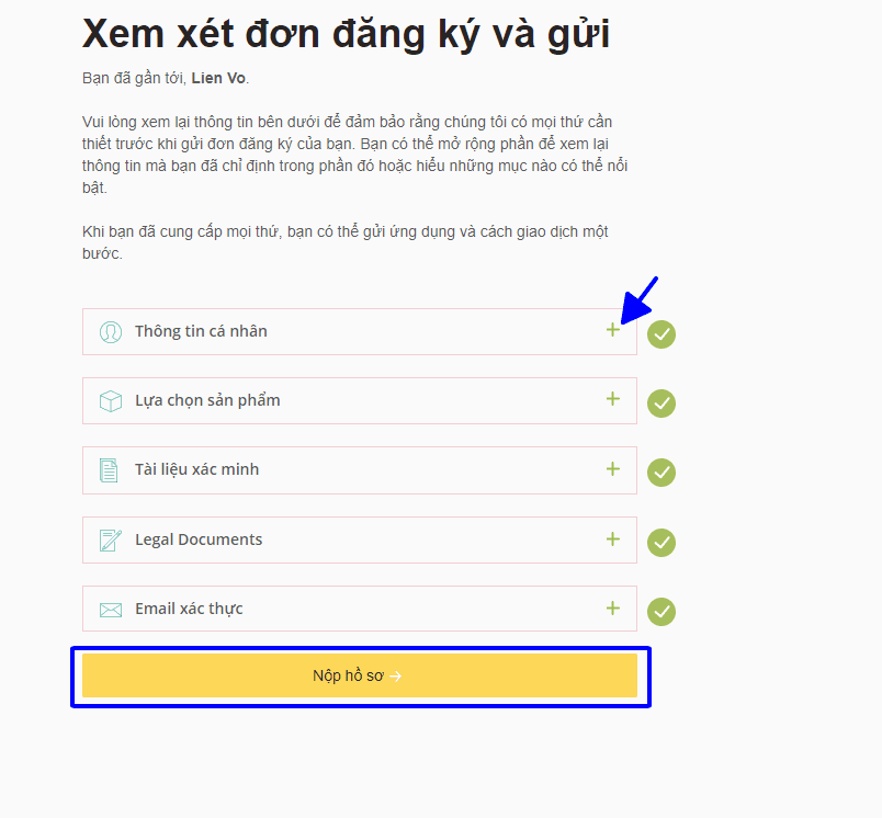 Kiểm tra lại toàn bộ thông tin Hướng dẫn mở tài khoản Axi chi tiết trên máy tính