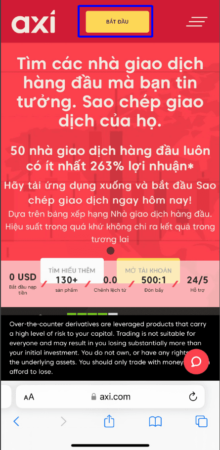 Hướng dẫn mở tài khoản Axi chi tiết trên điện thoại