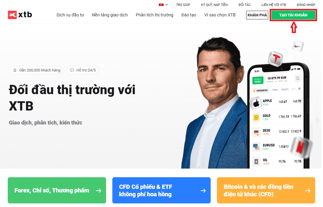 Tạo tài khoản XTB