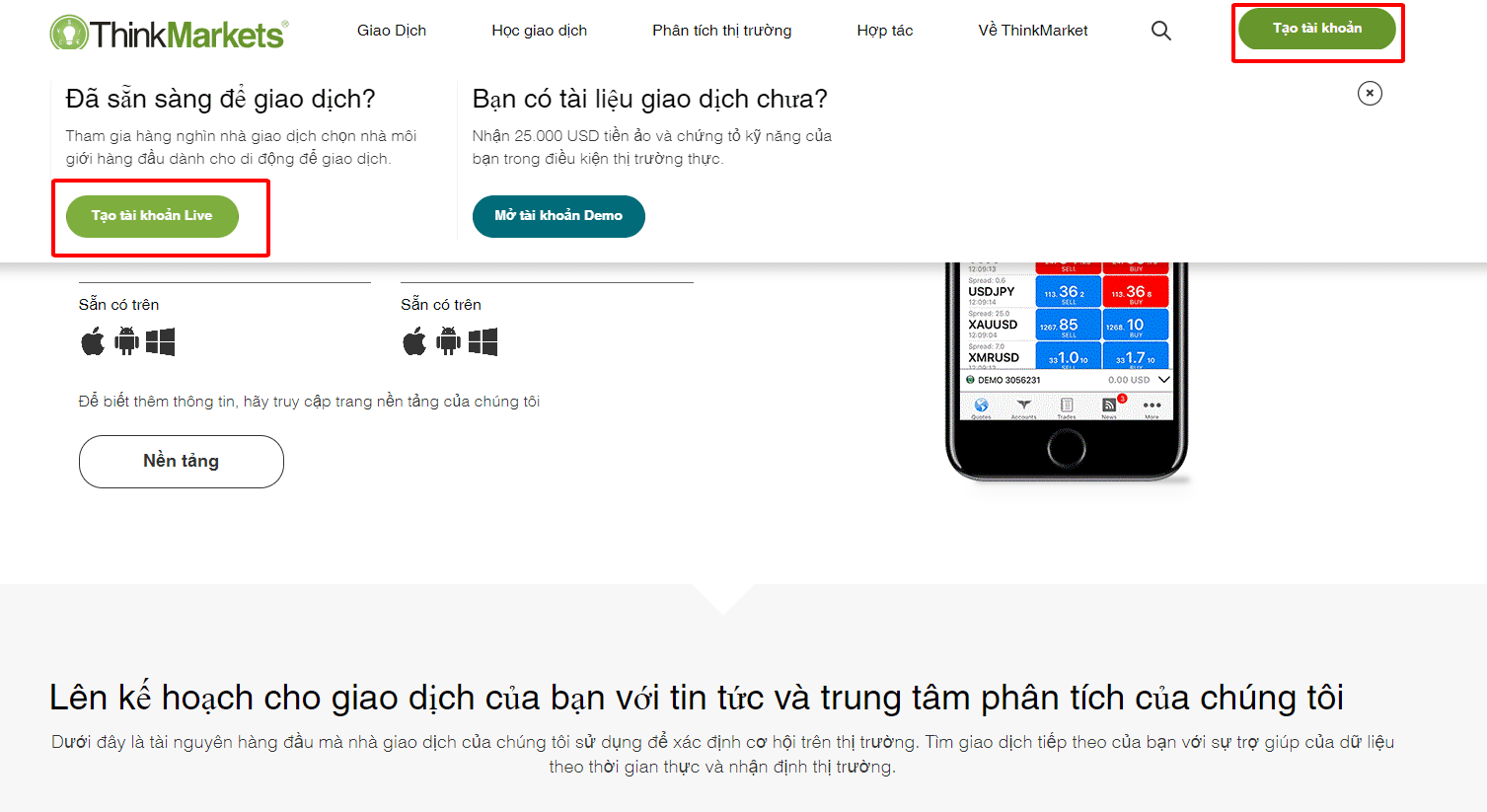 Hướng dẫn mở tài khoản ThinkMarkets