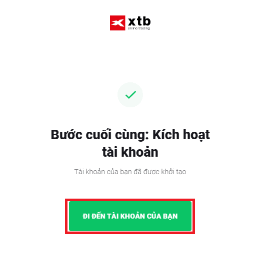 Hoàn thành mở tài khoản Forex XTB