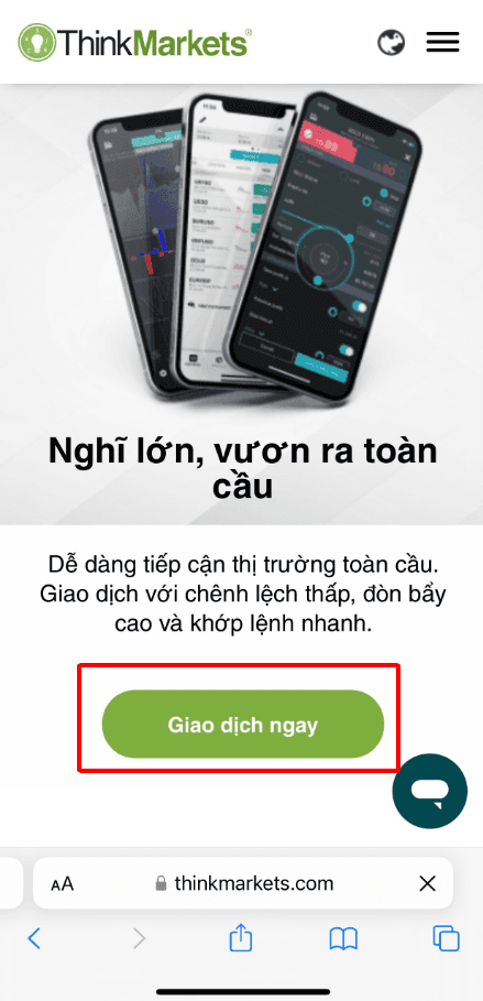 Hướng dẫn mở tài khoản ThinkMarkets chi tiết trên điện thoại