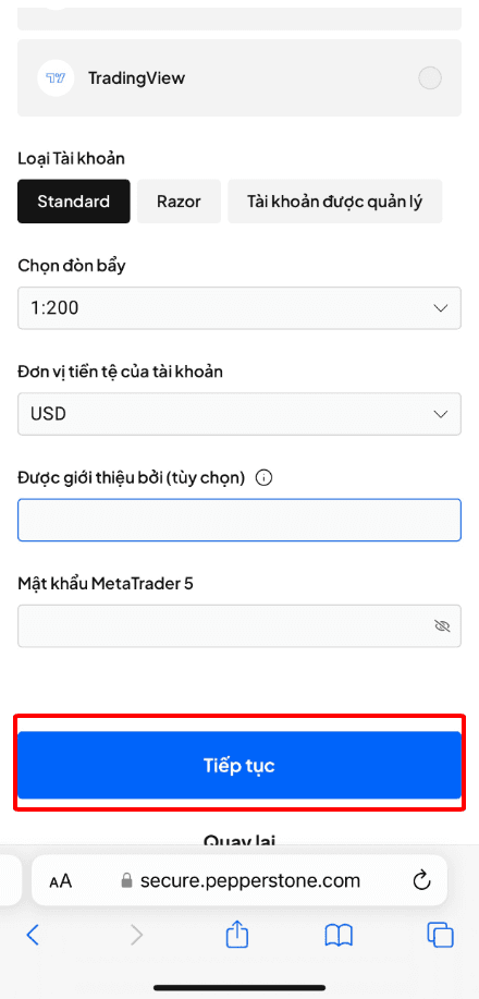 Mở tài khoản giao dịch Pepperstone Hướng dẫn mở tài khoản Pepperstone chi tiết trên điện thoại