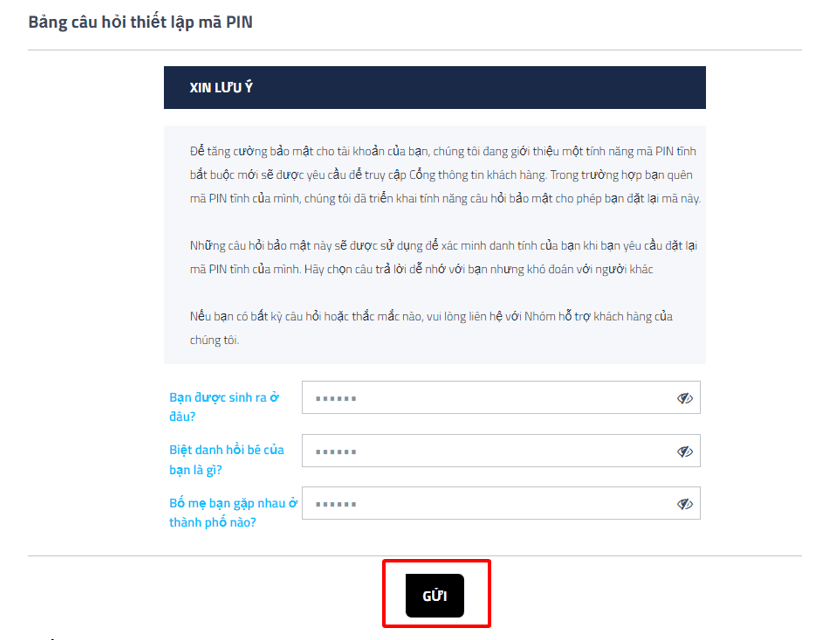 Thiết lập các câu hỏi bảo mật Hướng dẫn mở tài khoản FP Markets chi tiết trên máy tính