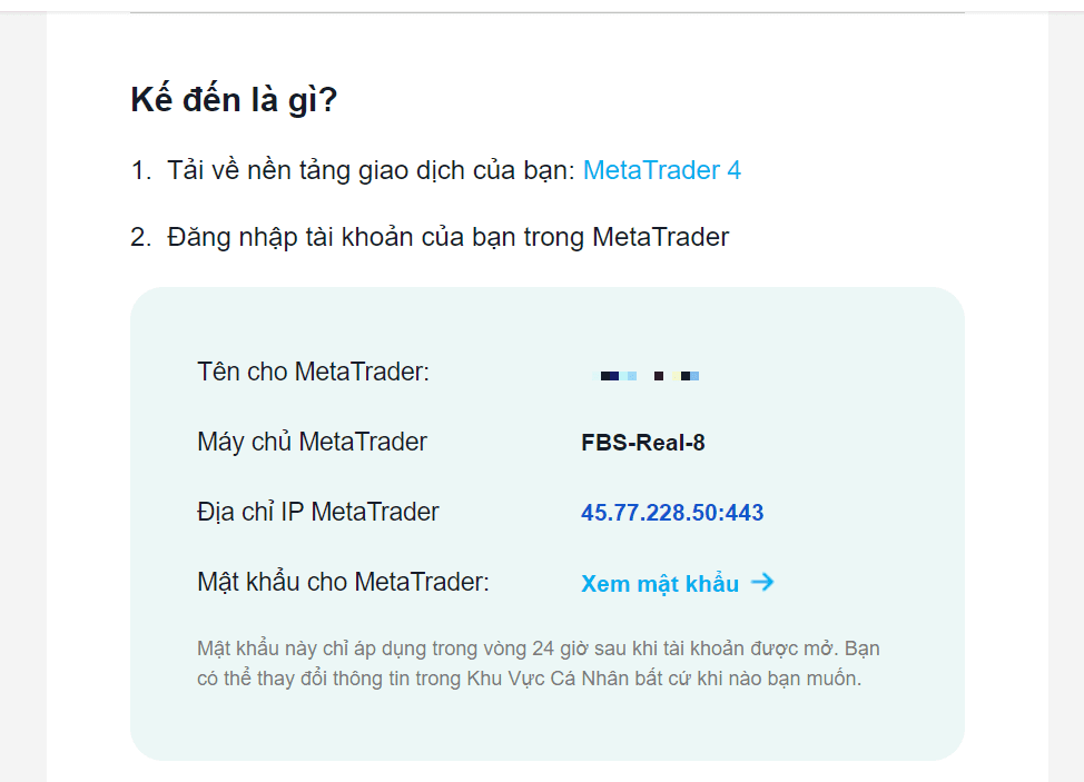 Hướng dẫn mở tài khoản giao dịch FBS mới