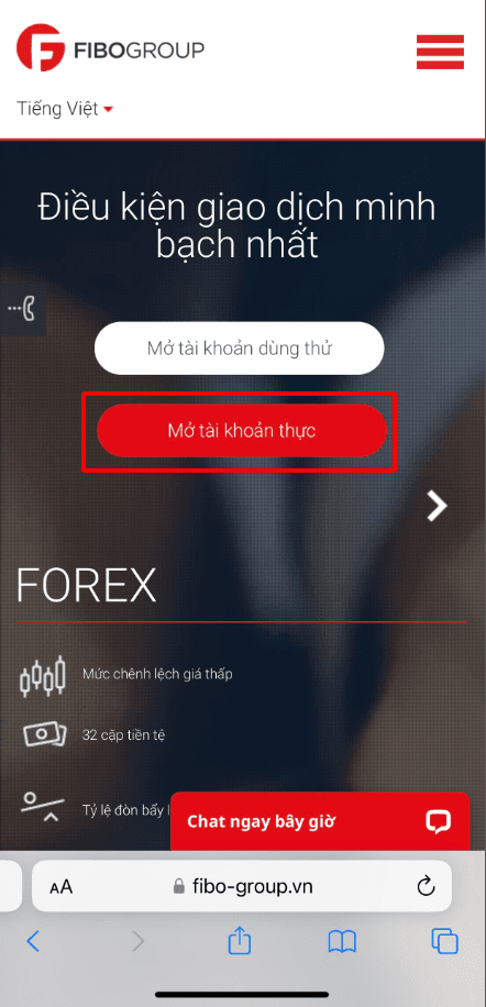 Hướng dẫn mở tài khoản Fibo Group chi tiết trên điện thoại