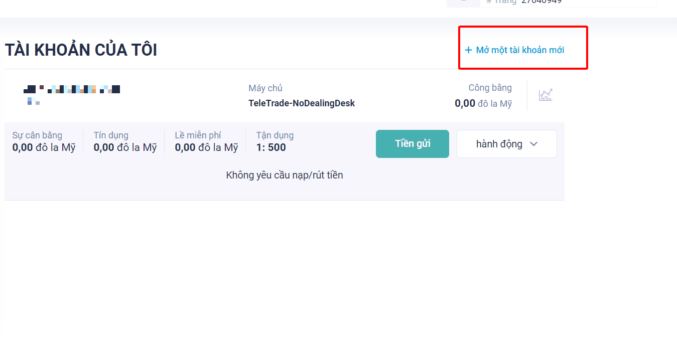Hướng dẫn mở tài khoản giao dịch TeleTrade mới