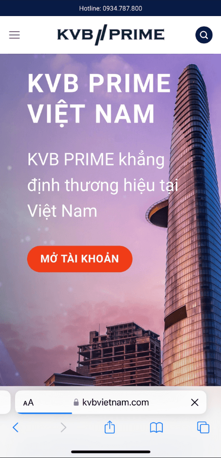 Hướng dẫn mở tài khoản KVB Prime chi tiết trên điện thoại