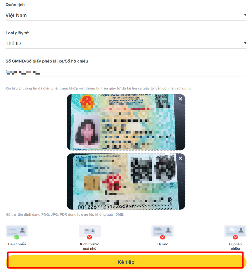 Tải hồ sơ xác minh