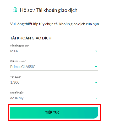 Đăng ký tài khoản giao dịch Hướng dẫn mở tài khoản FXPrimus chi tiết trên máy tính