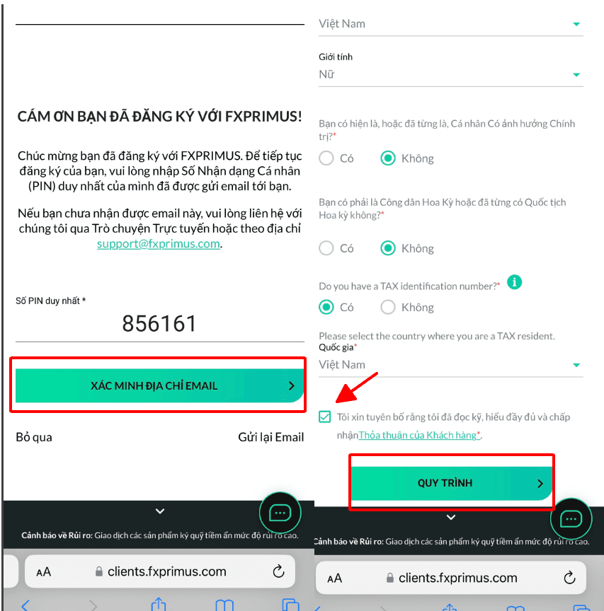Xác nhận Email và bổ sung thông tin