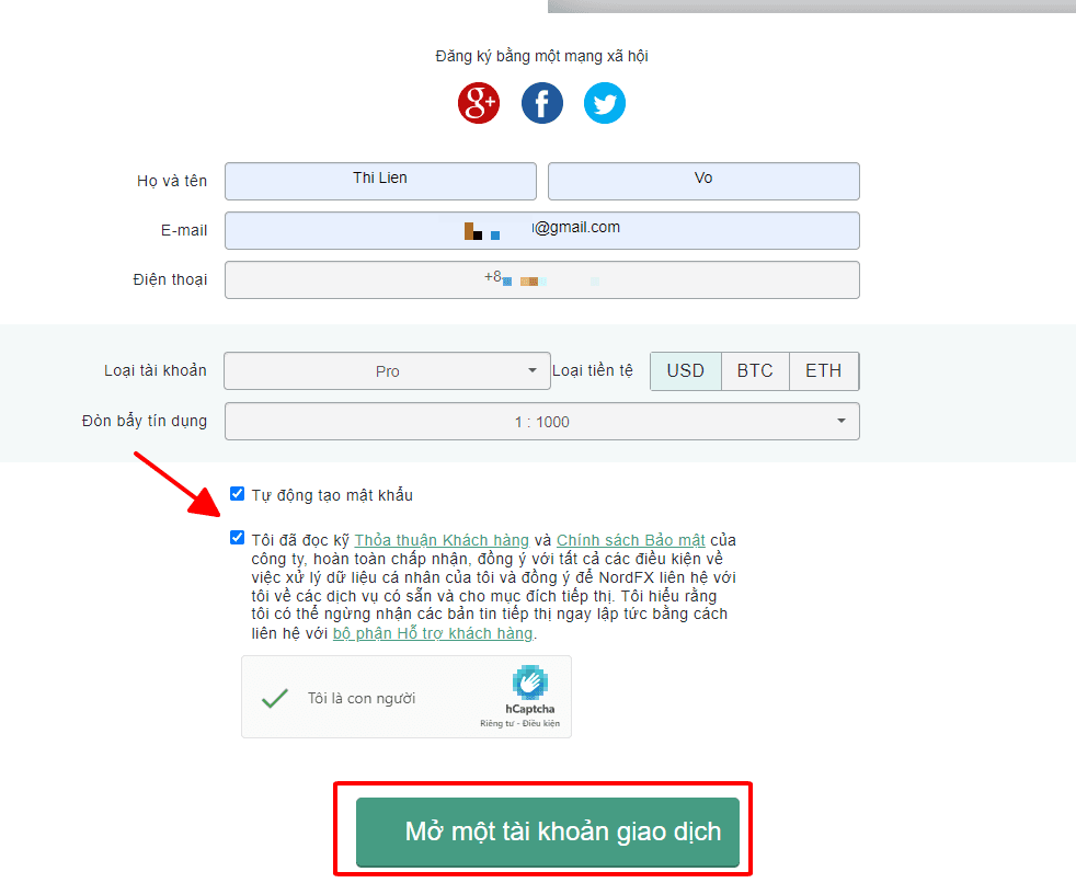 Đăng ký nhanh Hướng dẫn mở tài khoản NordFx chi tiết trên máy tính