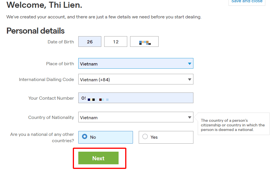 Bổ sung thông tin cá nhân