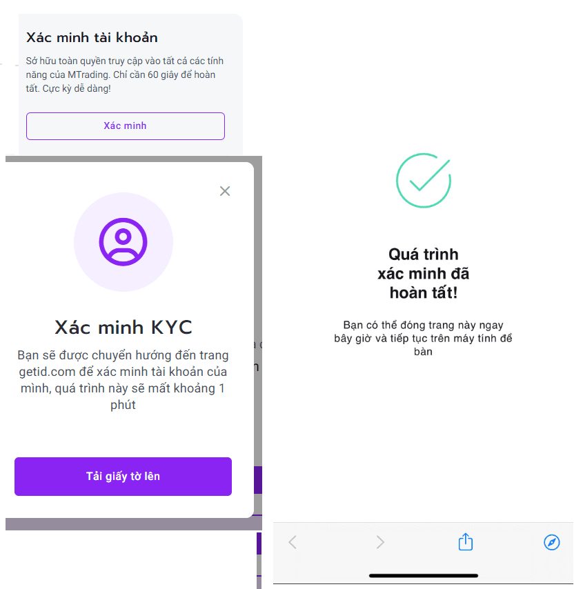 Gửi tài liệu xác minh danh tính tài khoản MTrading