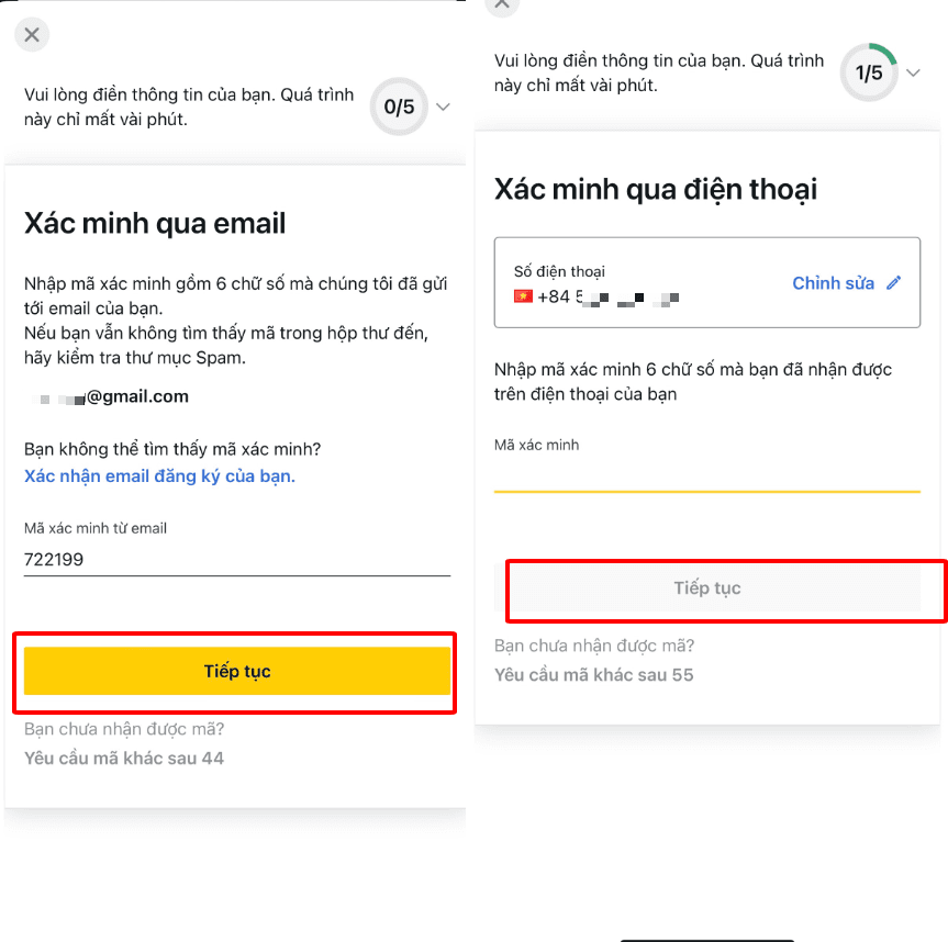 Xác minh Email và Số điện thoại