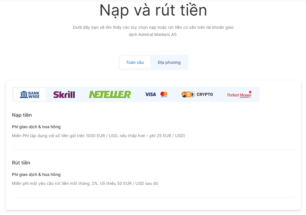 Nạp và rút tiền