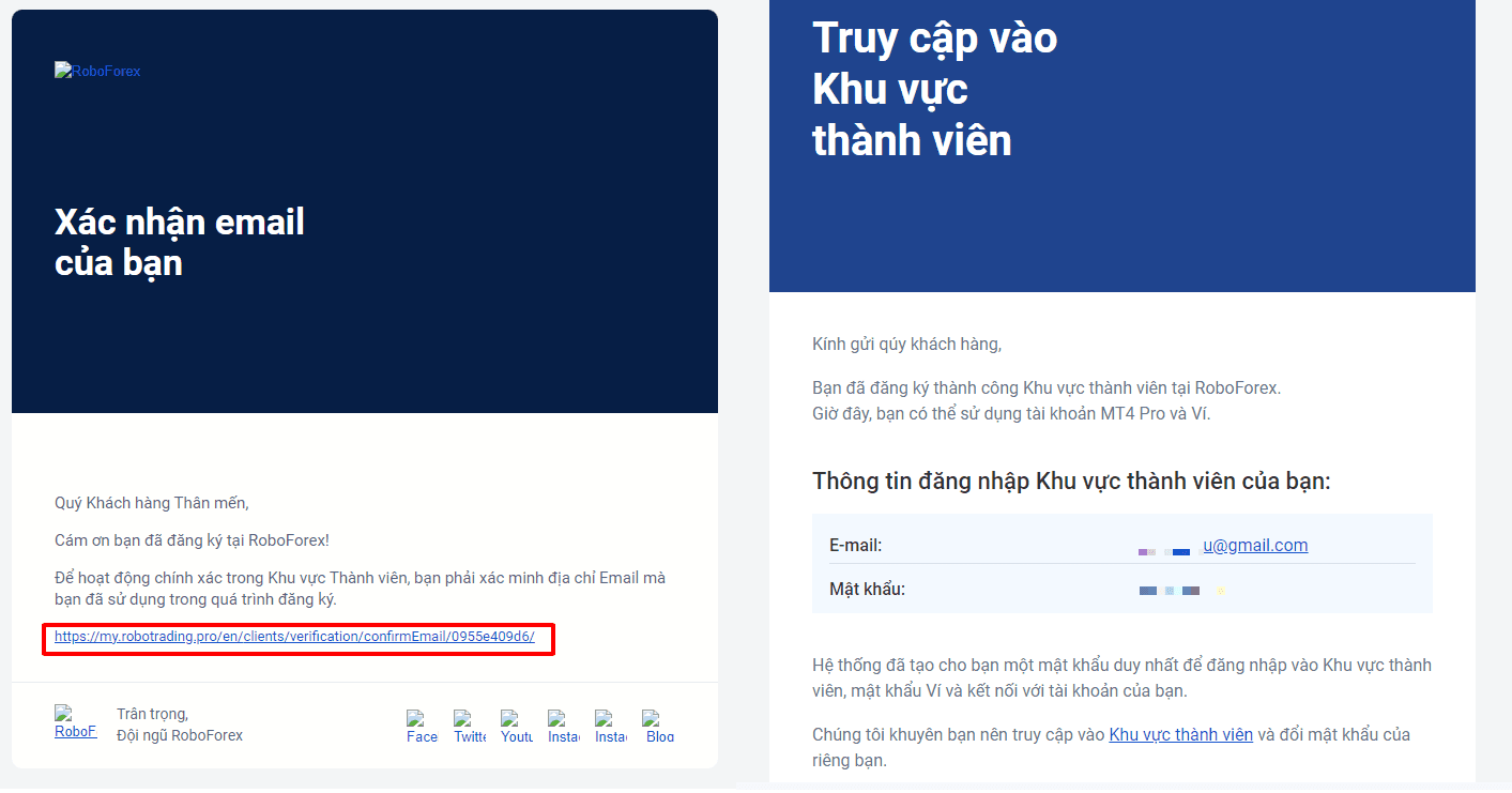 Xác nhận Email và Nhận tài khoản đăng nhập