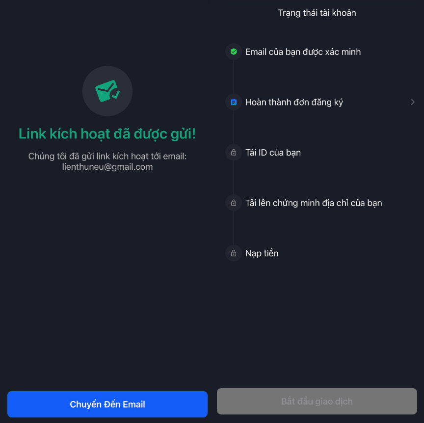 Xác nhận Email Hướng dẫn mở tài khoản Admiral Markets chi tiết trên điện thoại