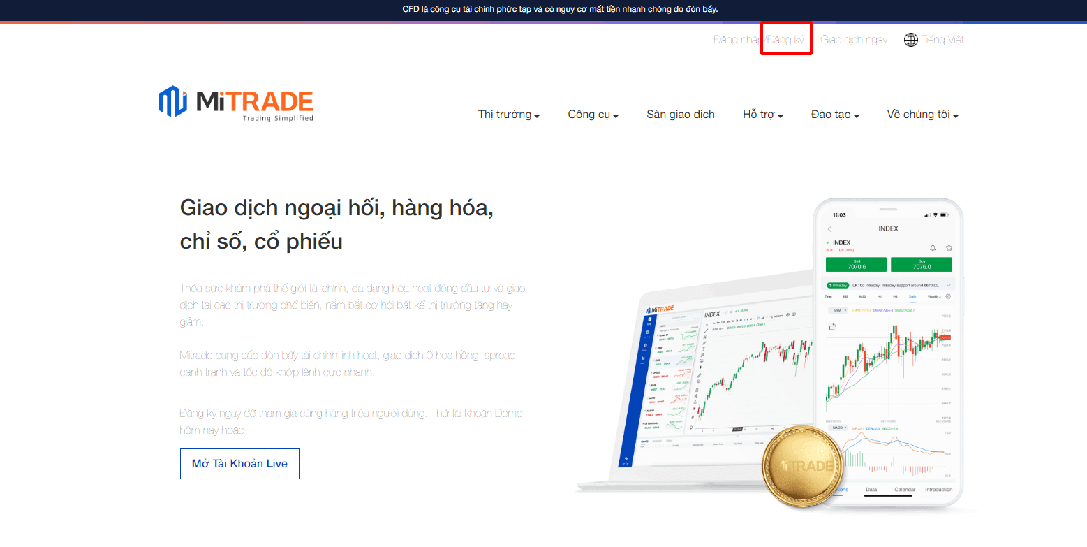 Hướng dẫn mở tài khoản Mitrade chi tiết trên máy tính