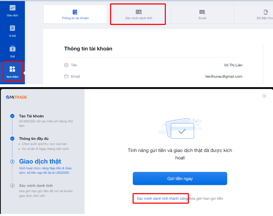 Hoàn thiện hồ sơ Hướng dẫn mở tài khoản Mitrade chi tiết trên máy tính