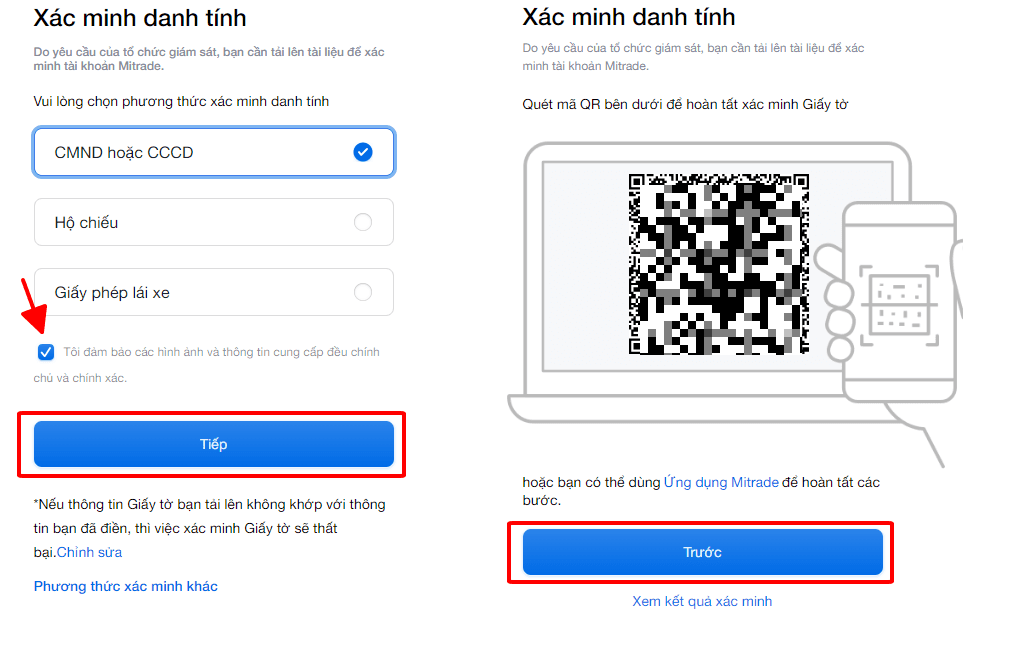 Chuẩn bị xác minh Hướng dẫn mở tài khoản Mitrade chi tiết trên máy tính