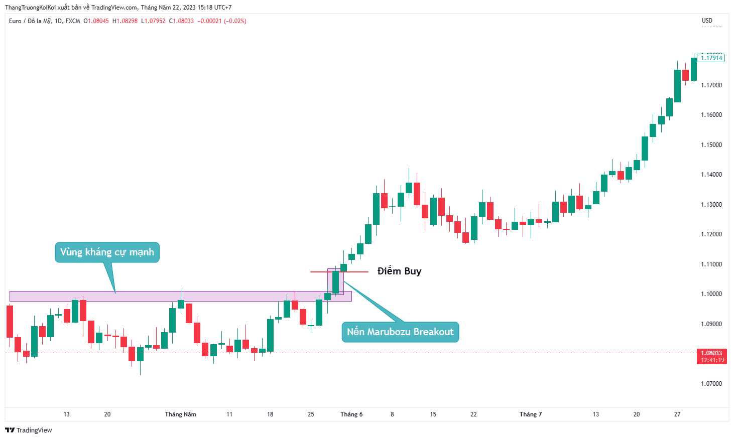 Chiến lược giao dịch Breakout với mẫu Marubozu
