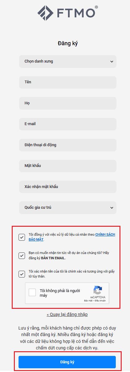 Điền thông tin cá nhân