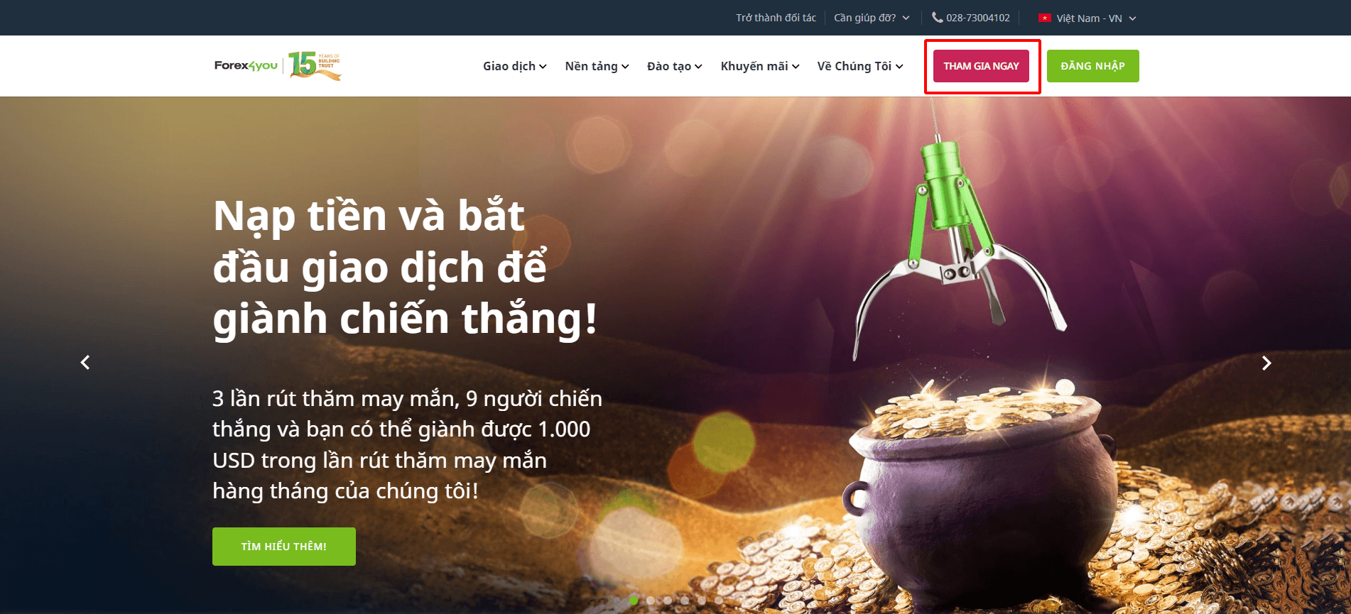 Truy cập trang chủ sàn Forex4you hướng dẫn mở tài khoản Forex4you