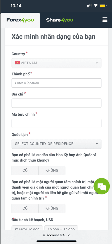 Hướng dẫn mở tài khoản Forex4you chi tiết trên điện thoại