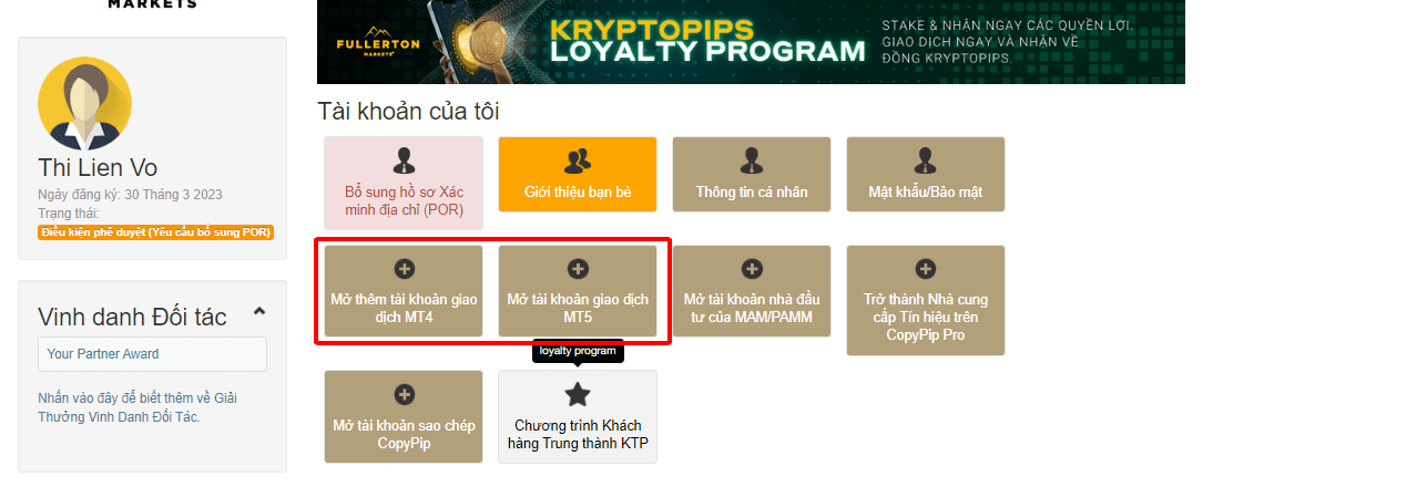 Hướng dẫn mở tài khoản Fullerton Markets
