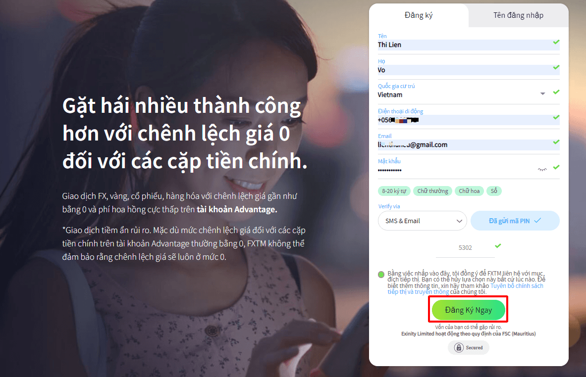 Hướng dẫn mở tài khoản FXTM chi tiết