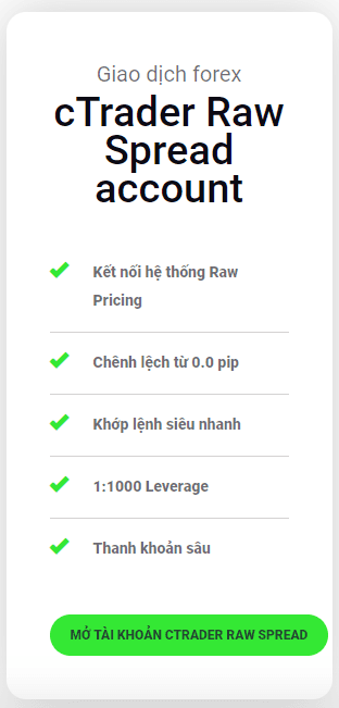 Các loại tài khoản ICMarkets - Tài khoản Raw Spread cho cTrader