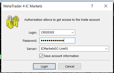 Đăng nhập MT4 ICMarkets trên máy tính