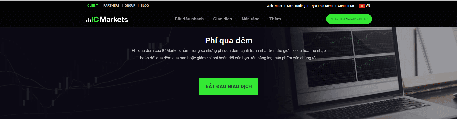 Phí qua đêm sàn ICMarkets