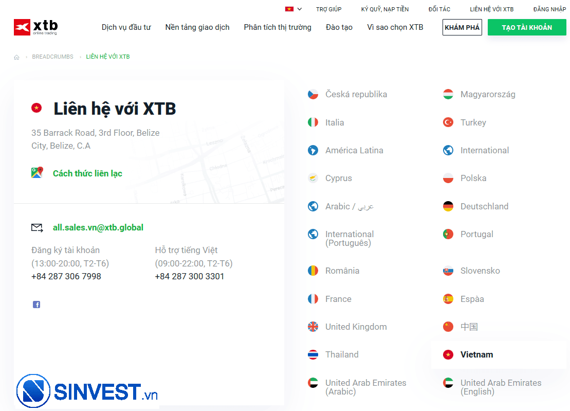 Liên hệ sàn XTB