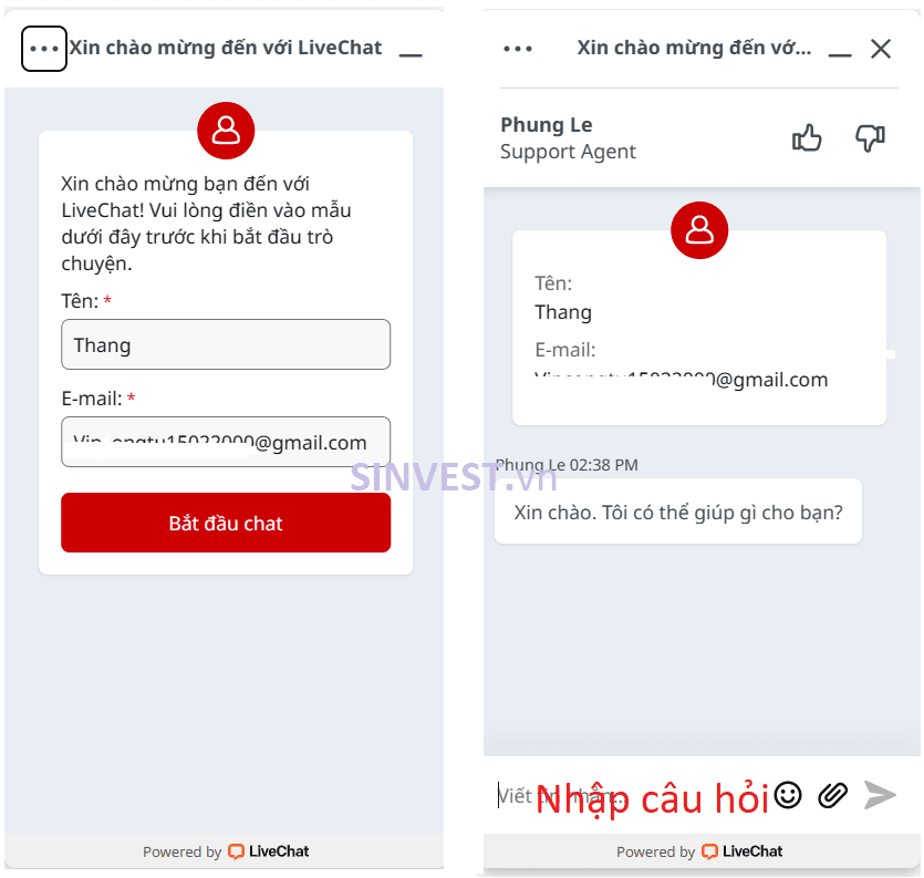 Liên hệ sàn Tickmill qua Live Chat